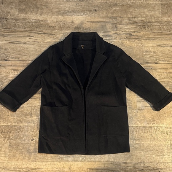 Quince Sweaters - Quince 100% Cotton Black Open Front Knit Quarter Sleeve Cardigan - Size M